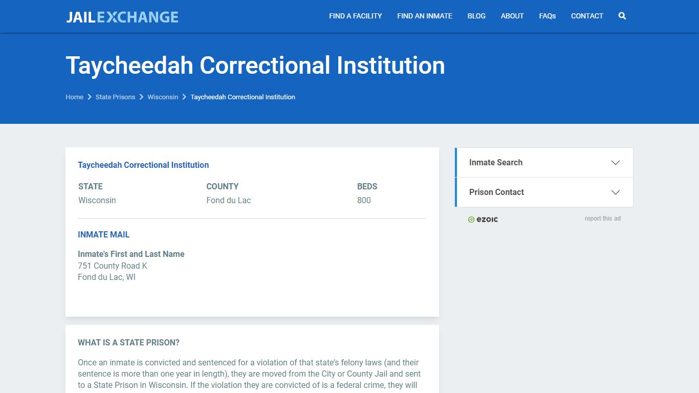 Taycheedah Correctional Institution Prisoner Search ...