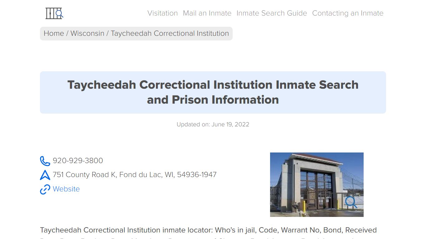 Taycheedah Correctional Institution Inmate Search ...